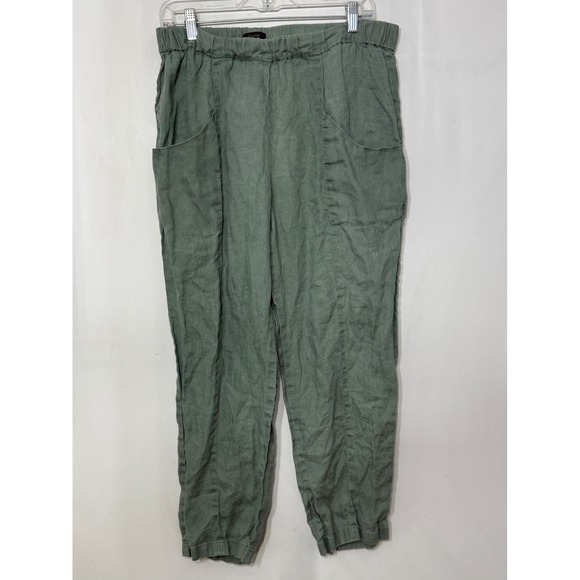 Quince Pants - Quince European Linen Tapered Ankle Pants Light Cargo Green Large